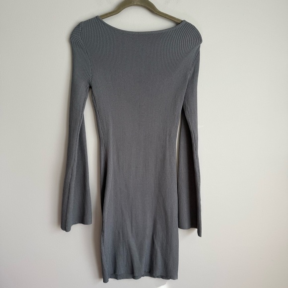 H&M Dresses & Skirts - H&M Grey Slim Ribbed Boatneck Long Sleeve Sweater Dress